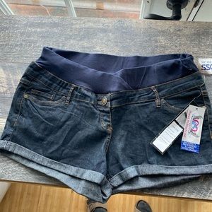 Maternity denim shorts